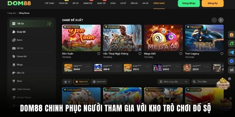 DOM88 chinh phục người tham gia với kho trò chơi đồ sộ
